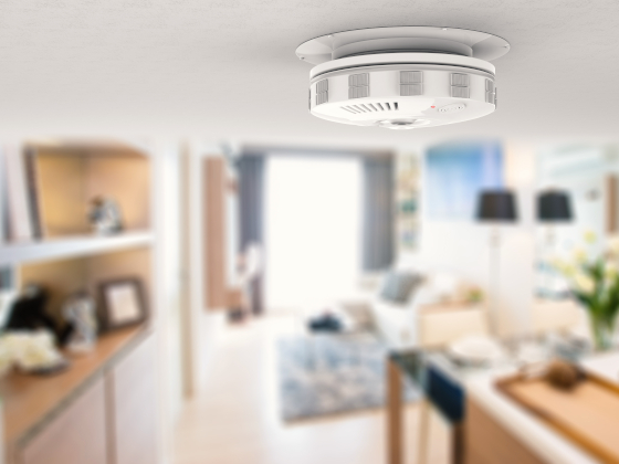 Image of a living room fitted with an interlinked smoke alarm